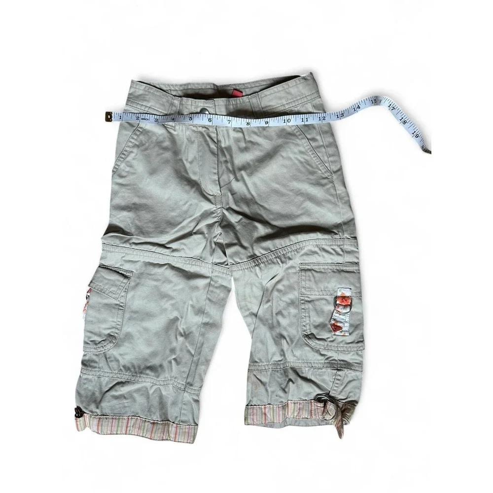 Girls Cargo Capri Pants Kitschy Retro Vintage Gymboree Khaki Y2K Utility 2004